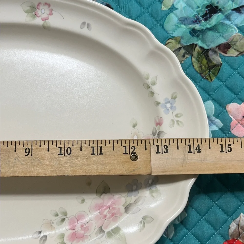 Vintage Pfaltzgraff Oval Ceramic Serving Platter Tray Tea Rose Pattern